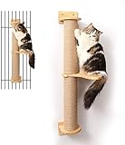 FUKUMARU Katzen Kratzbaum Wand, Wandmontiertes katzenmöbel, aus Gummiholz, katzen wand klettern, 93cm hoch