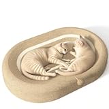 LaifuTu Oval Sisal Kratzbrett Katzen 60 x 40 x 9 cm, Kratzbrett für Katzen, 2 in 1 Oval Katzenkratzbretter Schüssel Nest, Katzenkratzbrett mit Ballspielzeug，Kratzmöbel Katze